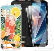 ESACMOT Summer time Pattern Case Compatible with Oukitel WP10 + [2 Pack] Screen Protector Tempered Glass, Shockproof Case Cover for Oukitel WP10 (6.67 inch)