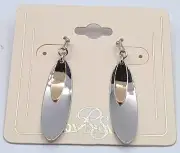 RS Covenant Two-Tone Hypo-Allergenic 2" Floating Leaf Feather Dangle Earrings