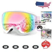 Youth Ski Goggles - Lightweight, Anti-Scratch & Adjustable Strap for Comfort