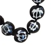 Hawaiian Natural Genuine Kukui Nut Necklace Hawaii Lei Nature Black Sea Turtle