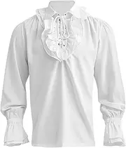 Pirate Shirt Medieval Gothic Mens Renaissance Costume Soft Skin-Friendly Steampunk Vampire Viking Costume Men for Halloween Costume Top Pirate Costume Renaissance Costume Men