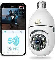 OJR Outdoor Surveillance Light Bulb Camera - 2K Indoor IP Camera 5G/2.4G WiFi, Human Tracking, Color Night Vision, Two-Way Audio