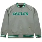 Men's Varsity Eagles Gray Heritage Lightweight Satin Bomber League Jacket