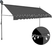 Manual Retractable Awning with LED 350 cm Anthracite,Window & Door Awnings 9.57KG-145867