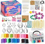 Caydo 587PCS Polymer Clay Jewelry Kit with 2 Layer Storage Box, 24 Colors Polymer Clays, Earring Cutters, Earring Accessories, and Clay Tools for Kids and Adults for Jewelry Earring Making