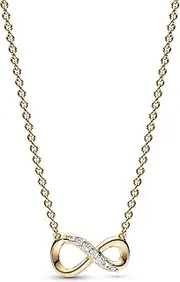 [PANDORA] Moments Infinity heart 14k gold-plated necklace with clear cubic zirconia