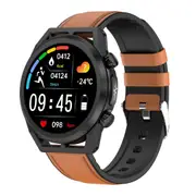 1.39 Inch Ips Screen Ip67 Waterproof Leather Band Smart Watch Support Body Temperature Monitoring / Ecg Brown Smart Watches