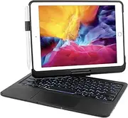 Synchro iPad Keyboard Case for iPad 2018 (6th Gen) - iPad 2017 (5th Gen) - iPad Pro 9.7 - iPad Air 2&1-360 Rotatable - Backlit 7 Colors - iPad Case with Keyboard for iPad OS (9.7, Black)