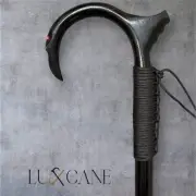 Walking Cane Mobility Palm Rest Eyes Hickory Wood Masters USA Black LuxCane G9