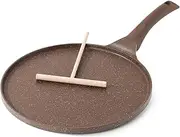 SENSARTE Toffee Brown Crepe Pan 26 cm Non-Stick Pan Omlette Pan Pancake Flat Pan with Swiss Granite Non-Stick Coating, Bakelite Handle, Induction Compatible, PFOA-Free