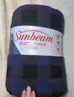 NEW Sunbeam Electric Heated Fleece Blanket Plaid 3 Hour Shut Off 3 Setting 50x60