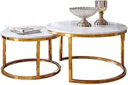 Tables Home Décor Furniture Round Marble Coffee Table, Metal Base, Gold Living Room or Lounge