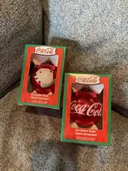 Set of 6 VTG Kurt Adler Coke Polar Bear European Style Glass Christmas Ornaments