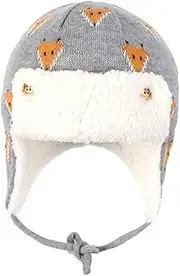 [Healeved] Winter Skiing Hat Warm Cotton Ear Protection Hat for Fashionable Design Flexible for Autumn and Winter Activities Present for Little Ones Grey