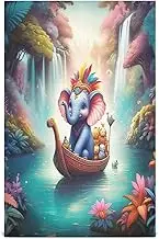 RPLIFE Whimsical Cute Blue Elephant Dish Cloths and Towels, 28x18 Inches Absorbent Printed Hand Towels, Set of 4