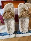 Tory Burch Miller Cloud Shearling Women's Leather Sandal 9.5 Carmel Corn NIB