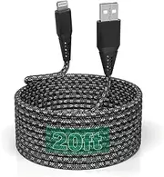 iPhone Charger Cord 20FT/6M [Apple MFi Certified] Lightning Cable Extra Long iPhone Charging Cord Nylon Braided Fast Apple Charger Cable 2.4A for iPhone 12 11 Pro X XS Max XR/8 Plus/7 Plus/6/6s Plus