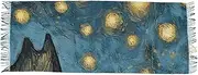 [AIXIWAWA] Women's Pashminas Scarf Painting Starry Night Print, Shawls Wrap Lightwight with Tassel for Evening Dress Dinner Party, Multicolor