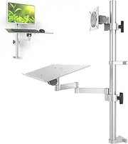Single Monitor Arm Desk Mount for 17-27 Inch Screen, Full-Motion Articulating Arm, Load Capacity 10kg, Height Adjustable with Keyboard Tray, Adjustable Workstation Arm. Sit Stand Monitor