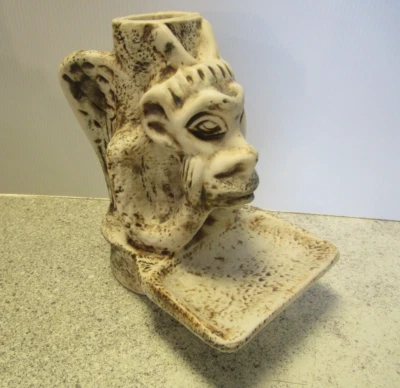 VTG 90's NOS Creepy Gargoyle Tray Candle Holder pottery clay craft statue Soap H