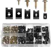 170 Pcs U-Clip and Screw Assortment Kit, 9 Sizes U Type Clips and Nuts Auto Car