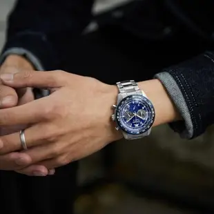 【CITIZEN 星辰】推薦款 紳士光動能 三眼計時腕錶-藍(CA4554-84L)
