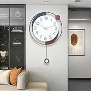 Decorative Silent Quartz Wall Clock with Pendulum, Battery Operated, Large 13x20 inch for Living Room, Kitchen, Home, Bathroom, Bedroom Wall Decor