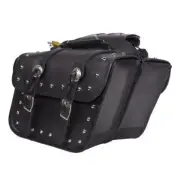 14" W MOTORCYCLE PVC STUDDED SADDLEBAGS w/ CONCHO & POCKET FOR YAMAHA - YDA13