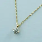 【ETE】K18 經典單鑽爪鑲鑽石項鍊-0.15CT(金色 玫瑰金色)