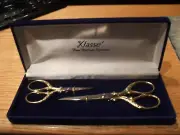 2 Pair Classe Gold Plated Scissors NIB from Italy, FREE SHIPPING