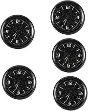 5pcs Car Luminous Clock Automotive Clock Mini Clock Tiny Clock Auto Clock Car Clocks for Dash Stick on Car Clock Small Clock Truck Clock Car Dashboard Clock Black Zinc Alloy