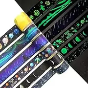 YUBBAEX Luminous Masking Tape, 6 Pcs Galaxy Fluorescent Tape Space Cute Design DIY Craft Journal Planner Scrapbooking Wrapping Present Decoration (Night Light Starry Sky)
