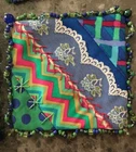 Coasters set of 4 HANDMADE, blue green, Embroidered, Beaded, Unique mug rug