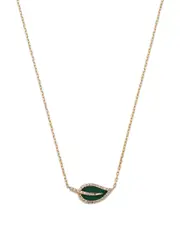 Bloomingdale's Fine Collection Malachite & Diamond Leaf Pendant Necklace in 14K Yellow Gold, 16-18
