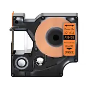 Black Print on Orange 18435 IND VINYL Label Making Tape 12mm for Dymo RHINO 1000