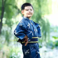 在飛比找Yahoo!奇摩拍賣優惠-夏季睡衣 情侶睡衣 日本和服男童4-12歲小男孩傳統正裝和服