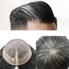 US Mens Toupee Fine Mono Mens Hairpiece Poly Skin Hair System Pu Replacement Wig