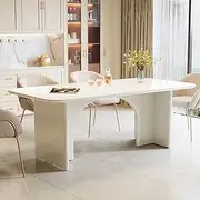 Tribesigns Modern Dining Table for 4-6 People, 62.99" Large Rectangle Kitchen Table with Arch Design Legs, Glossy White Dinner Table Kitchen & Dining Room Furniture