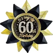 SKJIAYEE It's My 60th Birthday Buttons Pins Handmade(3.8*3.8inch), Black Gold Funny Grosgrain Ribbon Tinplate Badge for Women or Men 60th Birthday Party Decorations Supplies Ideas Gifts Jokes Favors,