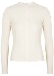 Vince Ribbed Cotton-blend Cardigan - Off White - XL (UK16 / XL) XL (UK16 / XL)