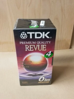 TDK Premium Quality Revue VHS VCR 6-Hour T-120 Tapes SEALED (4-Pack)