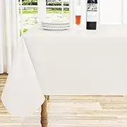 homing Rectangle Vinyl Tablecloth, Waterproof Spillproof Plastic Flannel Backed Table Cloth, Wipe Clean Table Cover for Dining Table, Buffet Parties and Camping (Beige, 60" x 102")