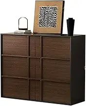 GUAWJRZDP Chest of Drawers, Wood Storage Cabinet, Drawer Chest, Entertainment Center with Drawers, Living Room Drawer Side Cabinet, for Living Room, Hallway, Office, Rustic(Walnut+Black,L100cm/39.3in)
