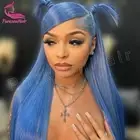 Light Blue 13x4 13x6 Lace Frontal Wig Brazilian 613 Colored Human Hair T Part