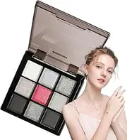 Dark Makeup Palette, Silver Gray Color Eyeshadow Eye Makeup Pallet, 9 Colors, Blendable, High Pigmented Dark Eye Shadow, Long Lasting for Halloween