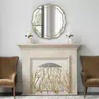 80cm Antiqued Gold Edge Wall Mirror Beveled for Elegant Living Room Dining Room