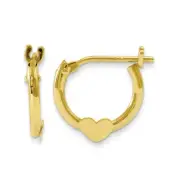 14K Yellow Gold Polished Heart Hinged Hoop Earrings Madi K Children's Jewelry