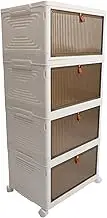 Shoe Storage Organizer, 4 Tier Foldable Shoe Box Organizer with Wheels, Transparent Shoe Rack Organizer for Closet, Universal Shoe Storage Boxes for Men and Women, Easy Assembly
