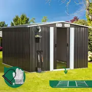 Livsip Garden Shed 2.57x2.05M Outdoor Storage Sheds With Metal Base Workshop Cabin