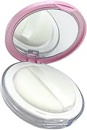 Eigell Loose Powder Container, Portable, Reusable, Makeup Jar, DIY, 3G,Refillable with Powder Puff Mirror Mini Compact Makeup Powder Case for Travel, Pink